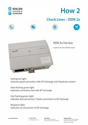 Instructions showing how to check ISDN 2e line